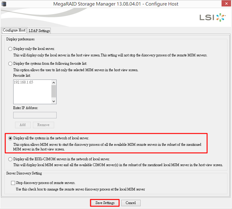 lsi megaraid storage manager not discovering local host